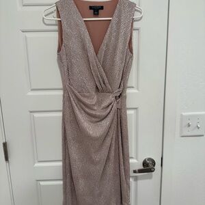 Lauren Ralph Lauren Shimmering Beige Midi Dress